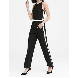 BR Side-Stripe Jumpsuit, Black & White Size 8/Tall